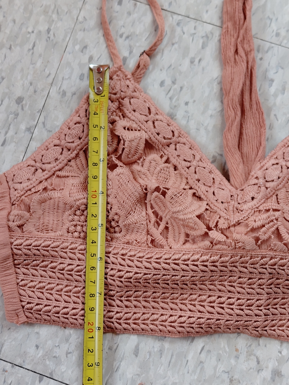 Aeropostale Crocheted Bralette in Peach Or Dusty Pink Size XS Crop Top . - Picture 11 of 12